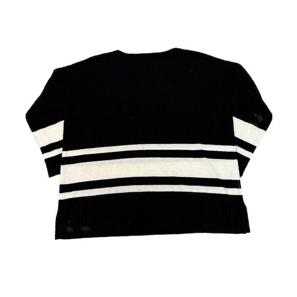 NWT Griffen Colorblock Wool & Cashmere Crewneck Sweater Black & White Size Large - Picture 2 of 3